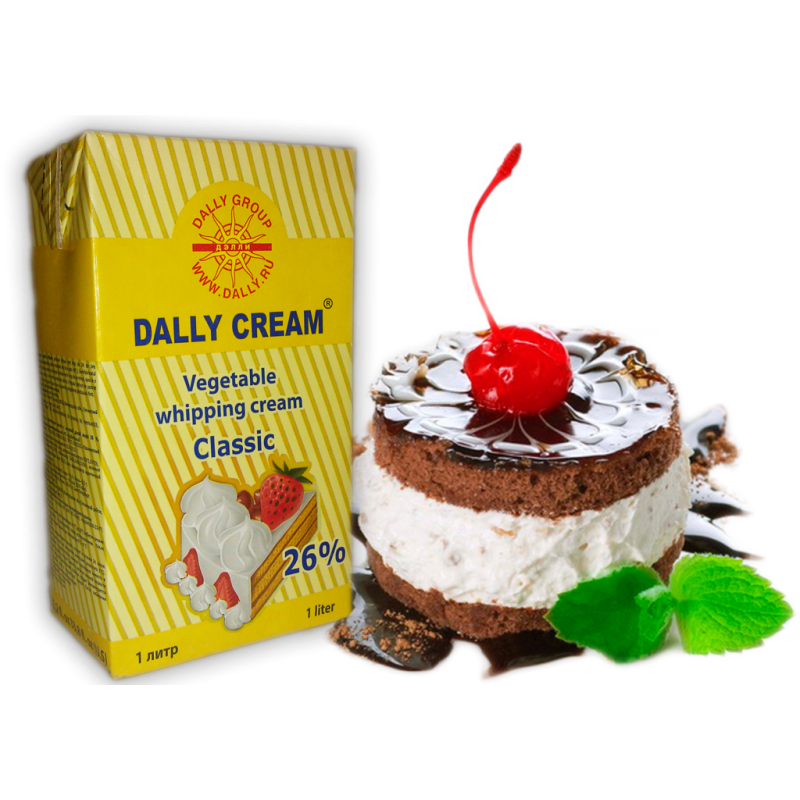 Готовый крем сливки. Крем 26% Dally Cream. Сливки растительные "Dally Cream" 26% (12 шт х 1 л). Сливки кондитерские. Dally крем сливки.